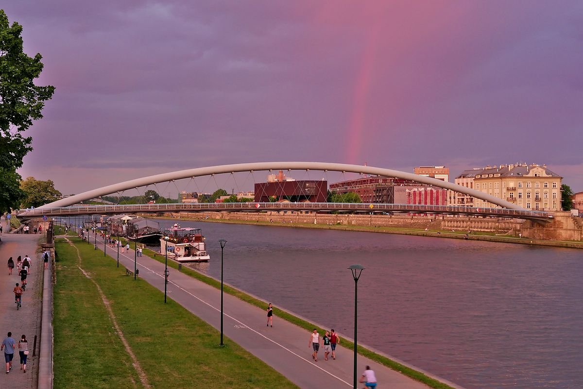 Krakow river front rainbow